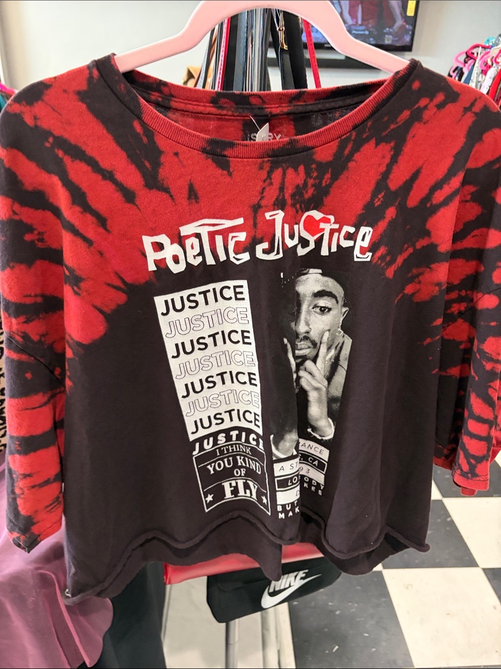 Justice Red & Black Tie-Dye Poetic Justice Cropped Graphic Top